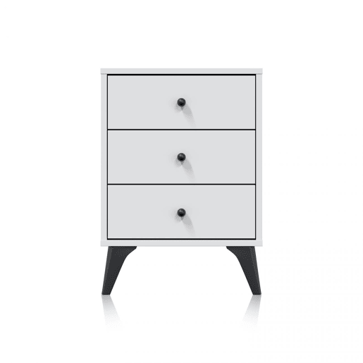 Mesita noche Iconic Blanco Artik (Blanco Mate) - Negro 40 x 56 x 33,5 cm
