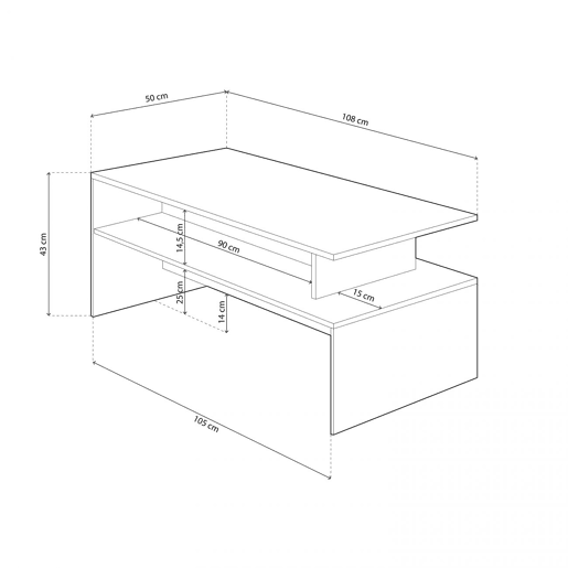 Mesa centro elevable Iris Artik Branco (Branco mate) - Carvalho Nodi 108 x 43 x 50 cm