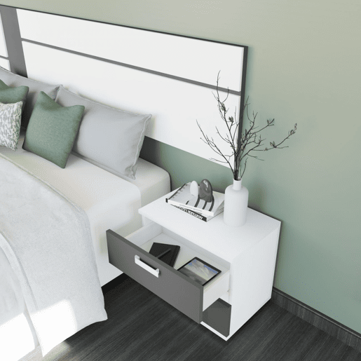 Quarto de dormir Ataneq Air 4C Branco - Grafite x x cm