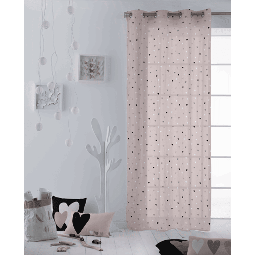 CORTINA COM ILHOS CORAÇÕES COOL KIDS 140x260 CM