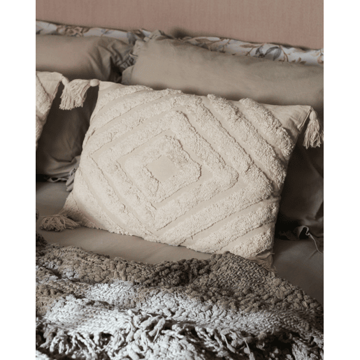 Conjunto de 2 almofadas decorativas CRATAEGUS Algodão 40 x 60 cm Creme claro Padrão geométrico