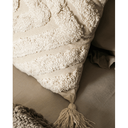 Conjunto de 2 almofadas decorativas CRATAEGUS Algodão 40 x 60 cm Creme claro Padrão geométrico