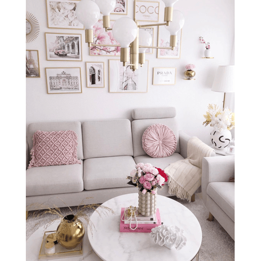 Conjunto de 2 almofadas decorativas YANIKLAR Algodão 40 x 40 cm Rosa Padrão geométrico