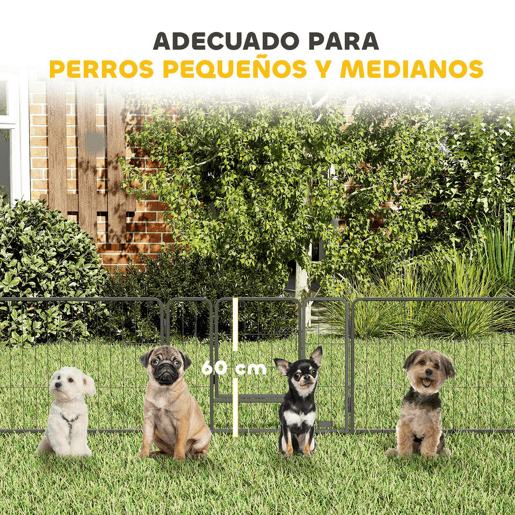 PawHut Parque para Cães com 12 Painéis Recinto para Animais de Estimação Modular com 2 Portas para Interior e Exterior Aço 80x60 cm Preto