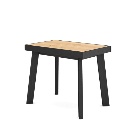 Mesa Consola Extensível, Cozinha, Sala de jantar, 262x90x73cm, Para 12 pessoas, Pés de madeira, Estilo moderno, Carvalho e preto