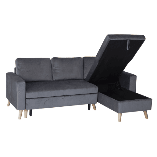 Sofá convertible JAMES 3 plazas en terciopelo gris