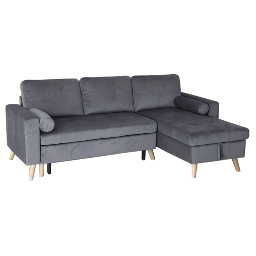 Sofá convertible JAMES 3 plazas en terciopelo gris