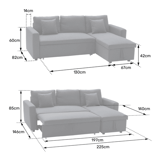 Sofá cama CLARK 3 plazas color topo