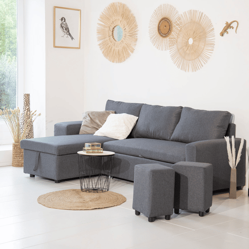 Sofá convertible TONY 3 plazas gris chiné Sofá convertible TONY 3 plazas gris chiné