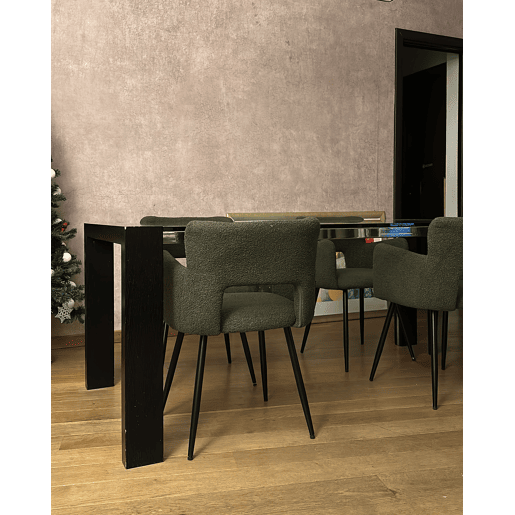 Conjunto de 2 cadeiras de jantar SANILAC Bouclé Verde escuro