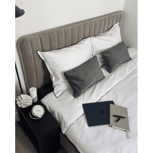 Cama Veludo LUNAN 180 x 200 cm Taupe