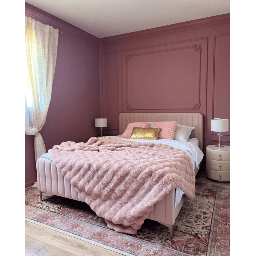 Cama Veludo LUNAN 160 x 200 cm Rosa pastel