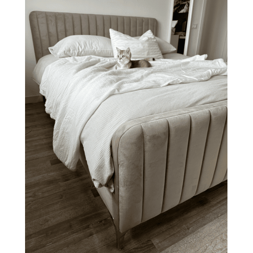 Cama Veludo LUNAN 140 x 200 cm Taupe