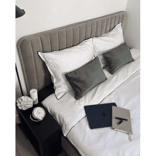 Cama Veludo LUNAN 140 x 200 cm Taupe