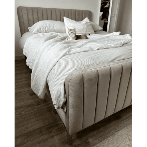 Cama Veludo LUNAN 160 x 200 cm Taupe