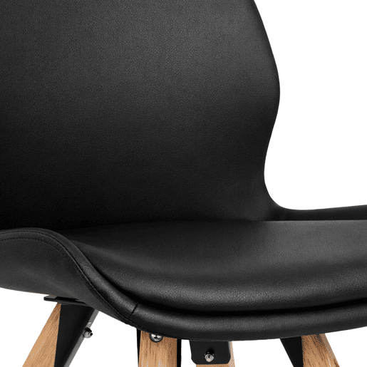 Silla de comedor Luna Simil cuero Negro 58X49X87.5 cm