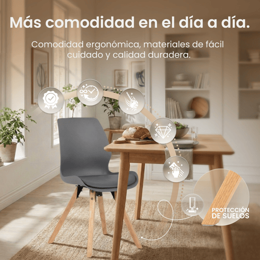 Set de 4 sillas Luna Plástico Gris 58X48X87 cm