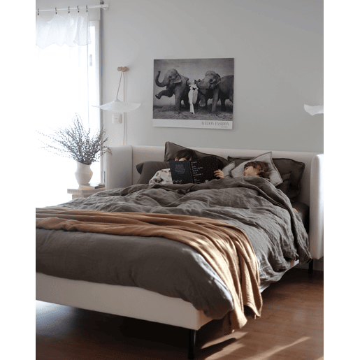 Cama Veludo ARETTE 160 x 200 cm Creme claro