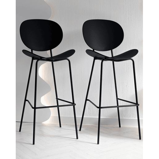 Conjunto de 2 bancos de bar SHONTO Preto Conjunto de 2 bancos de bar SHONTO Preto