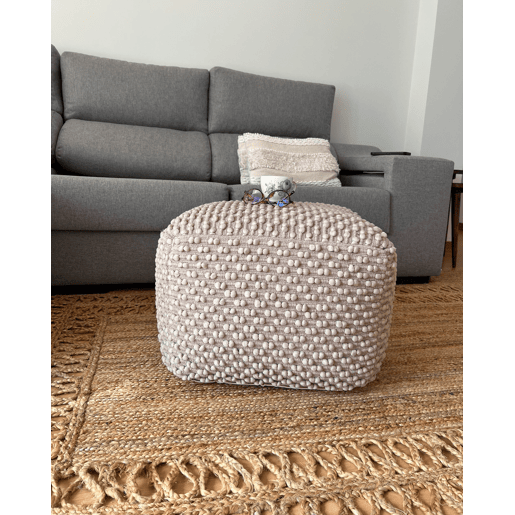 Pufe KINGRI Algodão Taupe 50 cm 50 cm 35 cm