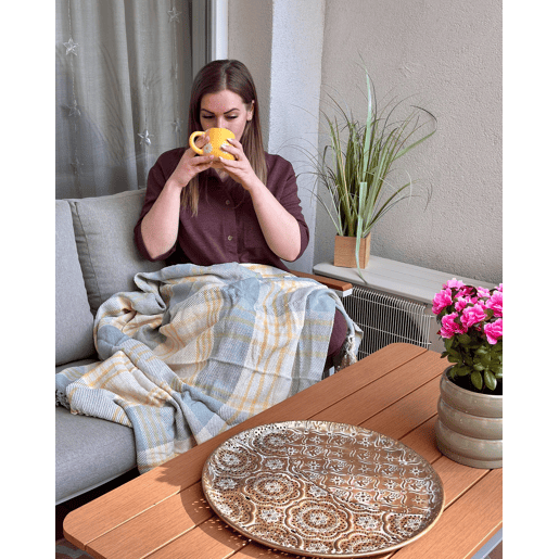 Manta BETALI Algodão 125 x 150 cm Amarelo