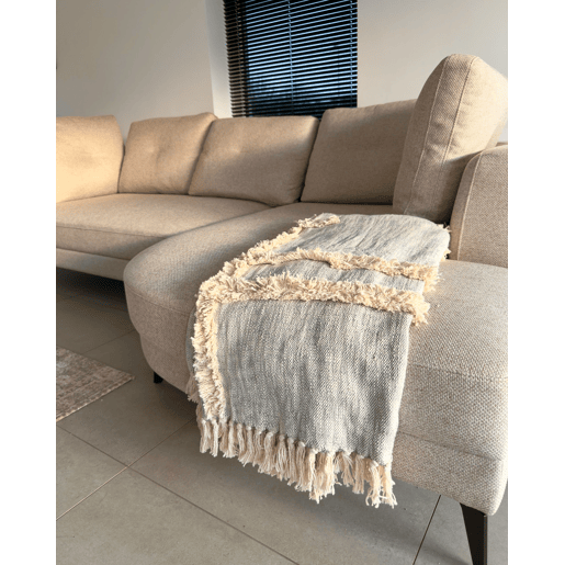 Manta HOSPET Algodão 130 x 180 cm Cinzento Manta HOSPET Algodão 130 x 180 cm Cinzento