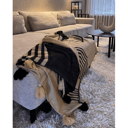 Manta THAPREK Tecido 130 x 170 cm Creme