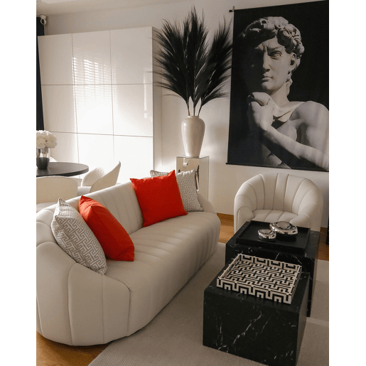 Sofá MALUNG Veludo Branco creme 3 lugares