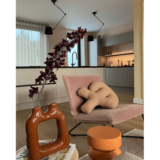 Conjunto de 2 almofadas decorativas HESPERIS Bouclé Castanho claro Sólido