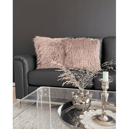Conjunto de 2 almofadas decorativas COROKIA Imitação de pele 45 x 45 cm Creme Sólido