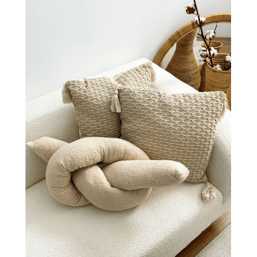 Almofada decorativa GLADIOLUS Bouclé 172 x 14 cm Creme Sólido