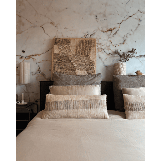 Conjunto de 2 almofadas decorativas LUINA Juta 30 x 70 cm Creme Sólido