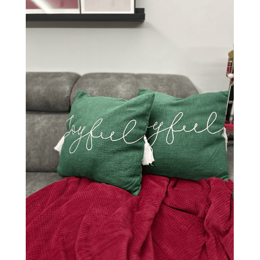 Conjunto de 2 almofadas decorativas ELETTARIA Algodão 45 x 45 cm Verde Padrão natalicio