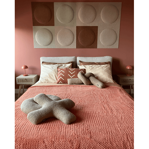 Conjunto de 2 almofadas decorativas HESPERIS Bouclé Cinzento claro Sólido