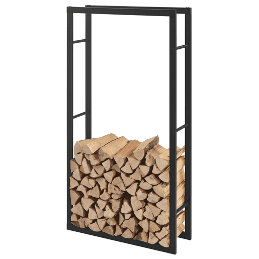 Suporte para lenha Täby em aço 80 x 25 x 150 cm preto en.casa Suporte para lenha Täby em aço 80 x 25 x 150 cm preto en.casa