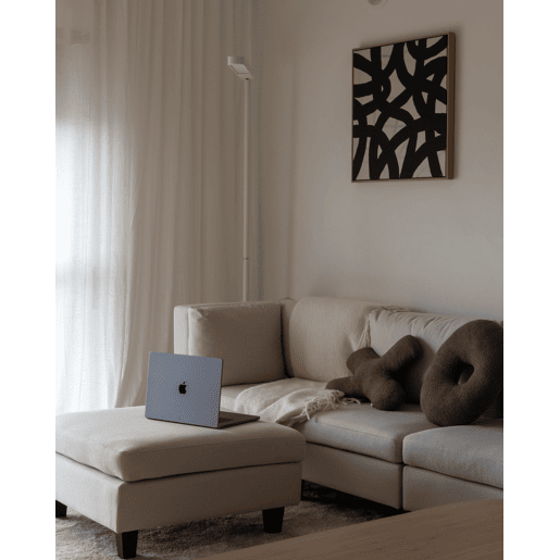 Sofá modular UNSTAD Tecido Creme claro com repousa-pés 3 lugares Sofá modular UNSTAD Tecido Creme claro com repousa-pés 3 lugares