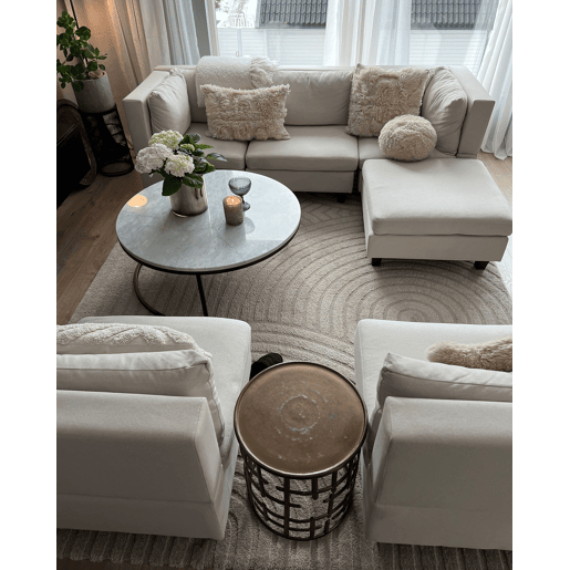 Sofá modular em forma de U UNSTAD Tecido Creme claro com repousa-pés 5 lugares Sofá modular em forma de U UNSTAD Tecido Creme claro com repousa-pés 5 lugares