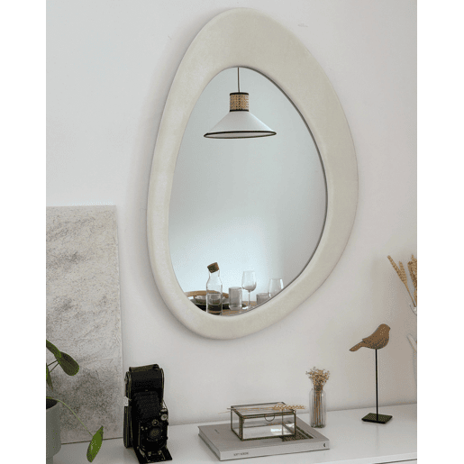 Espelho AUDES 60 cm 90 cm Veludo Branco creme