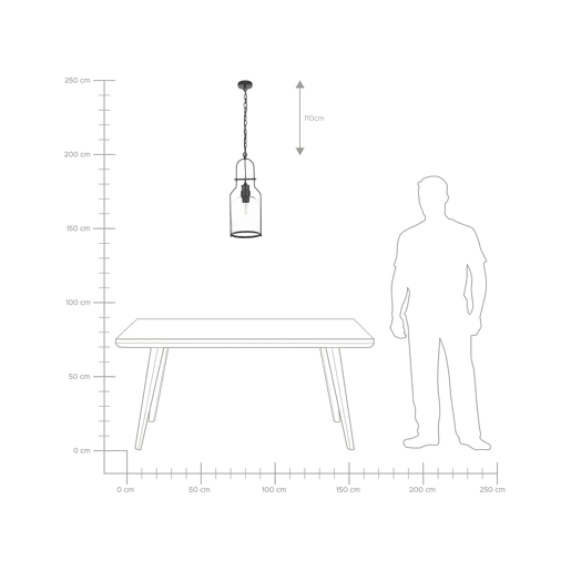 Conjunto de 2 candeeiros suspensos BASHILO Metal Preto Conjunto de 2 candeeiros suspensos BASHILO Metal Preto