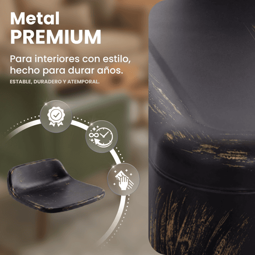 Silla Apilable Benedikt de Metal Negro-dorado 48X44X89 cm