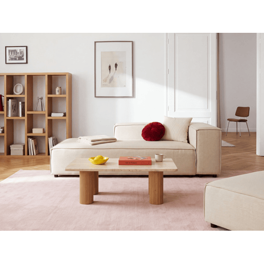 Chaise longue APRICA Linho sintético Creme Chaise longue APRICA Linho sintético Creme