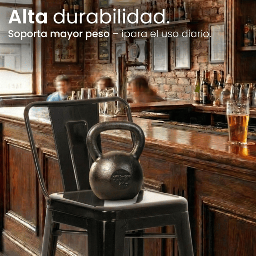 Juego de 4 taburetes de bar Mason Metal Negro 43X44X96 cm