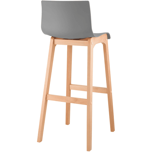 Taburete de bar Hover estructura de plástico base de cuatro patas Natura Madera Gris 46X41X102 cm