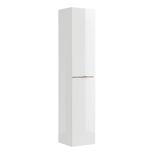 Conjunto móvel lavatório duplo 140cm 2 nichos e coluna Abril Branco e Madeira