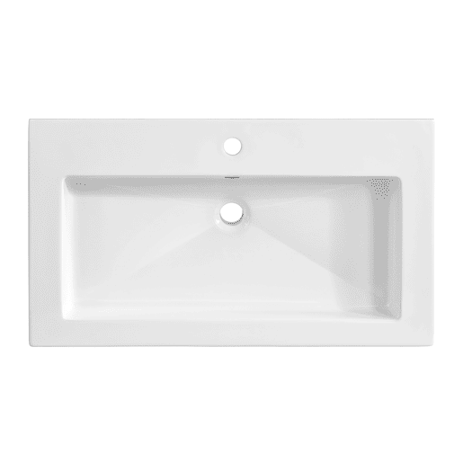 Conjunto móvel lavatório individual encastrado 80cm e coluna April Branco