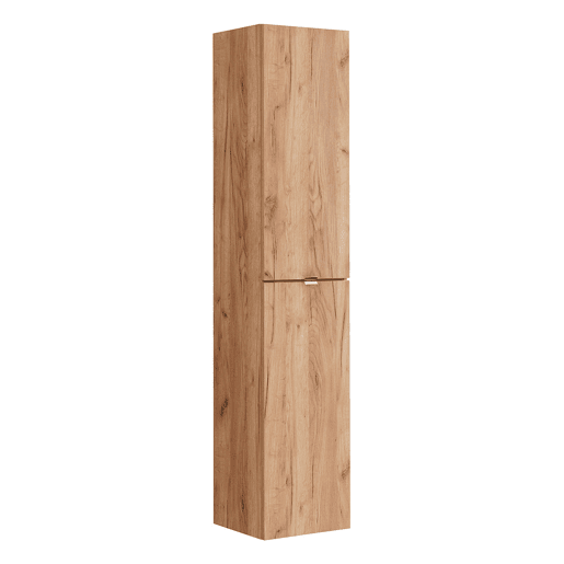 Conjunto móvel lavatório simples 80cm 2 nichos e coluna April Madeira e Branco Conjunto móvel lavatório simples 80cm 2 nichos e coluna April Madeira e Branco