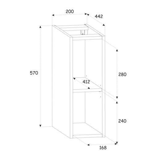 Móvel de lavatório 140cm 2 nichos Adriel Madeira