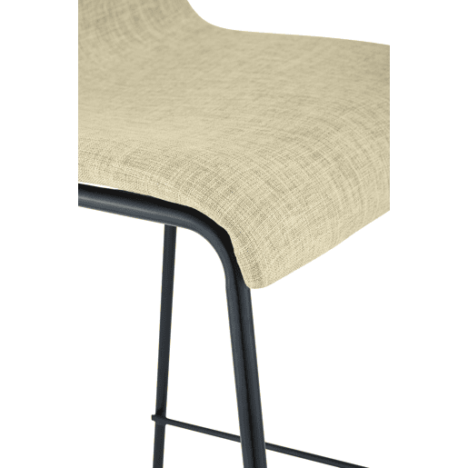 Taburete de bar Hover de tela con base de cuatro patas Crema 48X43X100 cm