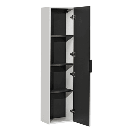 Móvel de lavatório simples Adriel branco e efeito pedra 80cm 2 nichos e coluna Móvel de lavatório simples Adriel branco e efeito pedra 80cm 2 nichos e coluna