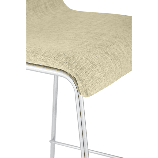 Taburete de bar Hover de tela con base de cuatro patas Crema 48X43X100 cm